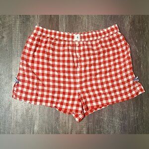 Anthropologie Red and White Gingham lounge shorts